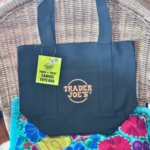 Trader Joe's Black Canvas Tote Bag